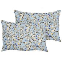 GARTENKISSEN 2er-Set Blumenmuster blau 40/60 cm Valloria - Hellblau, Textil (60/40cm) - Beliani