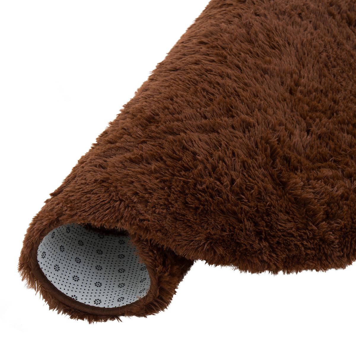 HOCHFLOR SHAGGY TEPPICH FLUFFY RUND - Dunkelbraun, Textil (160/160cm) - Pergamon