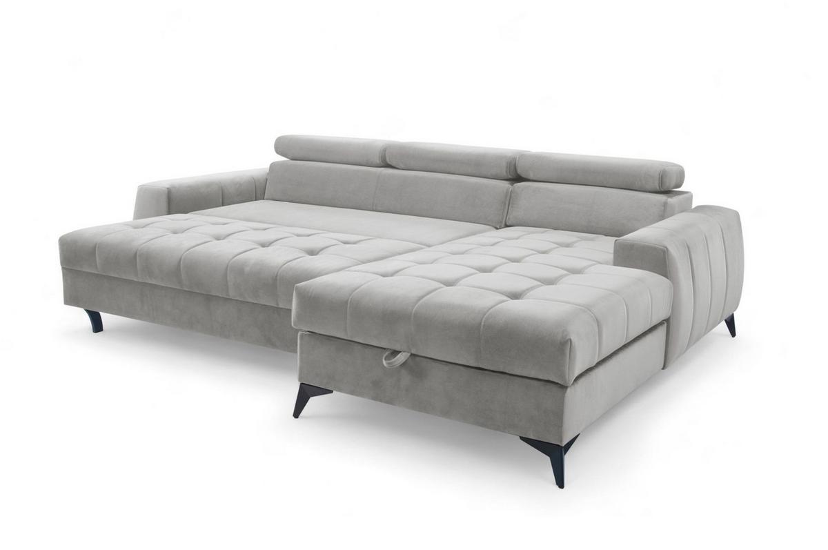 ECKSOFA Agnesa Xs In Salvador - Hellgrau, Holzwerkstoff/Textil (260/200cm) - Fun Möbel
