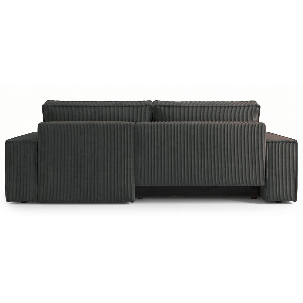 ECKSOFA Farese Dunkelgrau Cordbezug - Dunkelgrau/Schwarz, Kunststoff/Textil (267/167cm) - Selsey