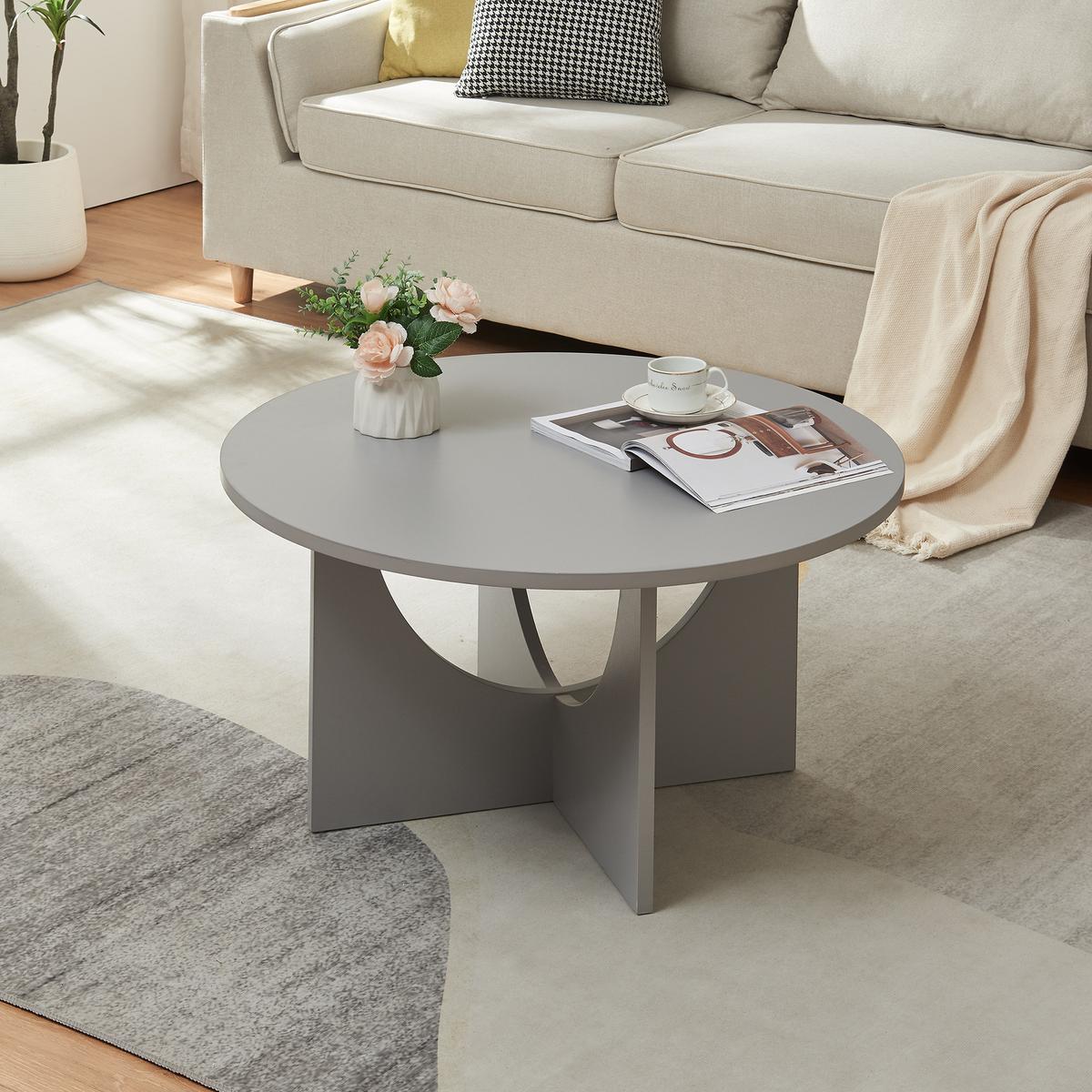 COUCHTISCH Rindal 80/42 cm - Hellgrau, Holzwerkstoff (80/80/41.5cm) - [en.casa]