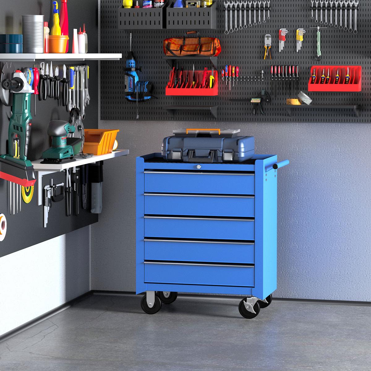 WERKZEUGWAGEN Stahl Blau - Blau, Metall (33/77/675cm) - HOMCOM