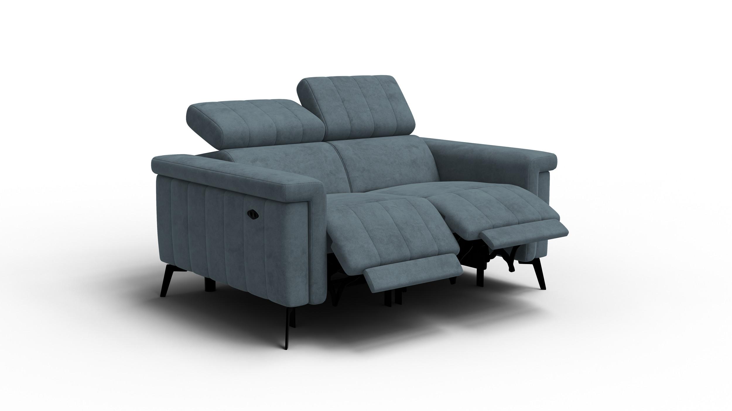 RELAXSOFA NORDEL 2-Sitzer, blaugrau - Blaugrau/Schwarz, Holz/Textil (150/80/105cm) - Wozimo