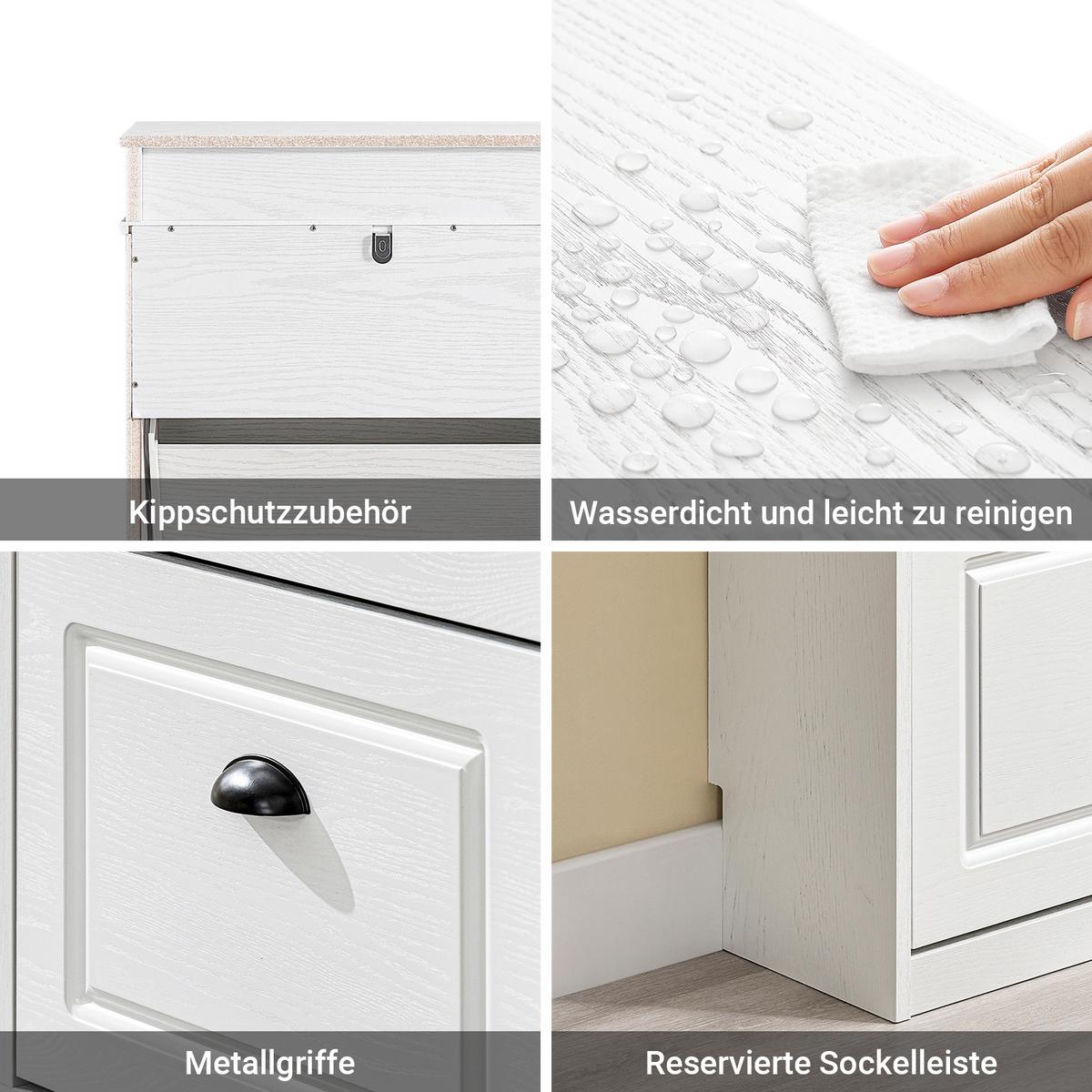 SCHUHSCHRANK mit 3 Klappen, Weiß 53x118x24cm - Weiß, Holzwerkstoff (53/118/24cm) - SoBuy