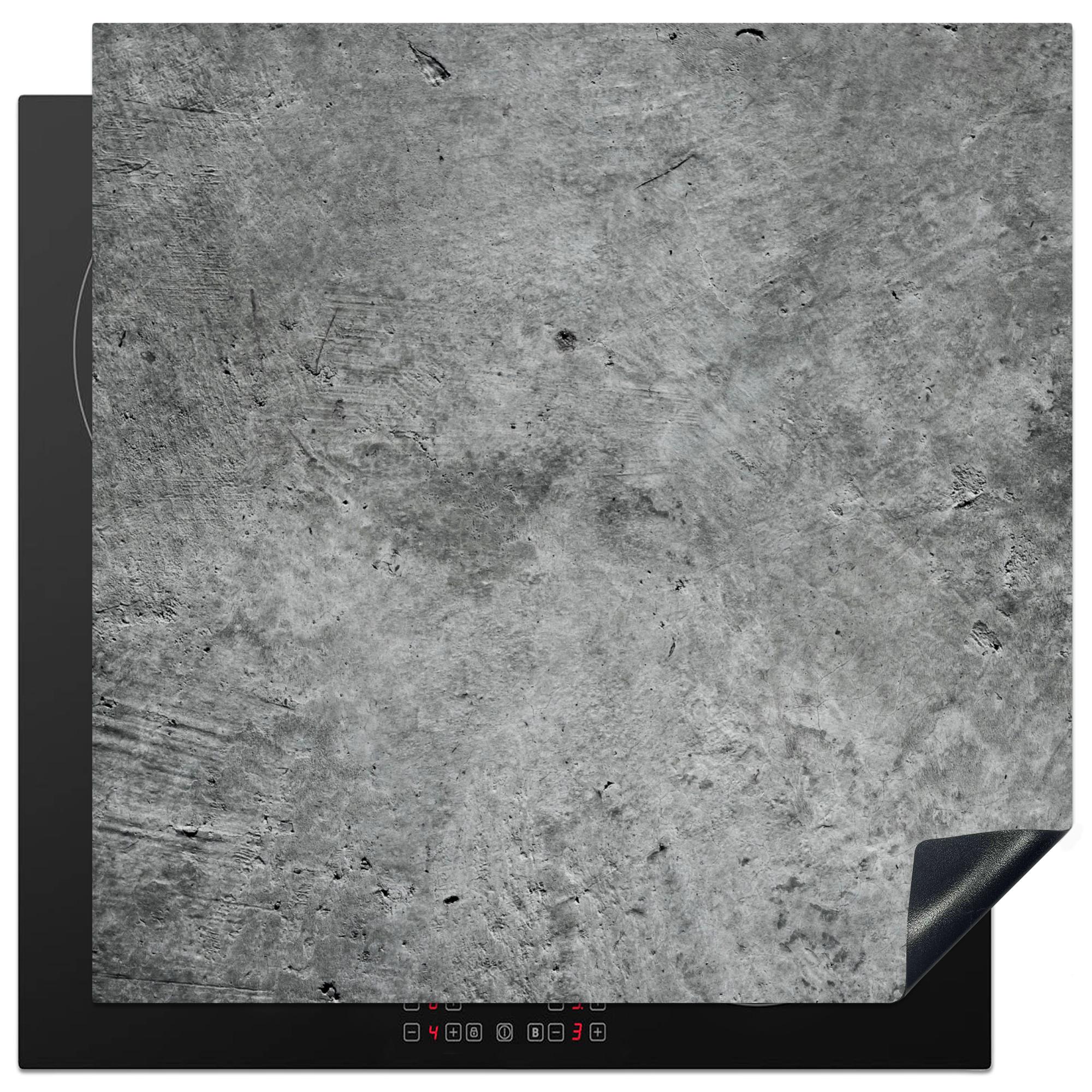 HERDABDECKPLATTE Beton - Schiefer - Grau -Betonstruktur Induktionsmatte 78x78 cm - Grau, Kunststoff (78/78/0.2cm) - MuchoWow