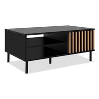 COUCHTISCH schwarz, Eiche 110 cm, Wohnzimmertisch mit Stauraum - Schwarz/Eiche Artisan, Holzwerkstoff/Metall (67/110.5/47cm) - Furn.Design