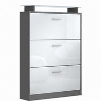 SCHUHSCHRANK Lavia Front in Weiß Hochglanz - Weiß Hochglanz, Holzwerkstoff (89/128/23cm) - Vladon