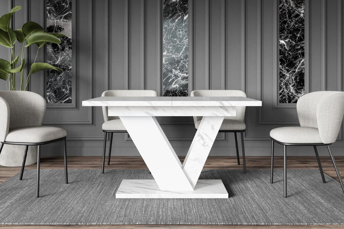 ESSTISCH ausziehbar 120 -160x80x75 cm - Bianco Marble / White -CLASI - Weiß, Holzwerkstoff (120/80/75cm) - ALTDECOR