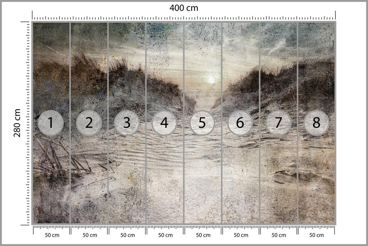 FOTOTAPETE Abstrakter Strand Beton Abstraktion 400x280 - Beige/Braun, Papier (400/280cm) - Muralo