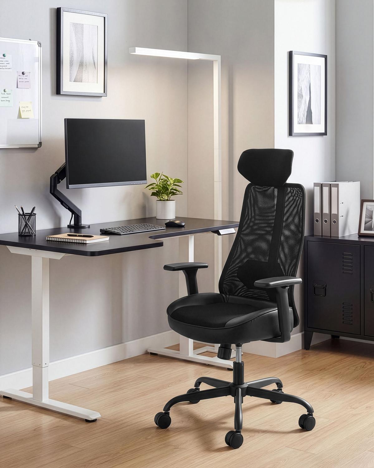 BÜROSTUHL Schwarz Stryke - Schwarz, Kunststoff/Textil (70/115/70cm) - Beliani