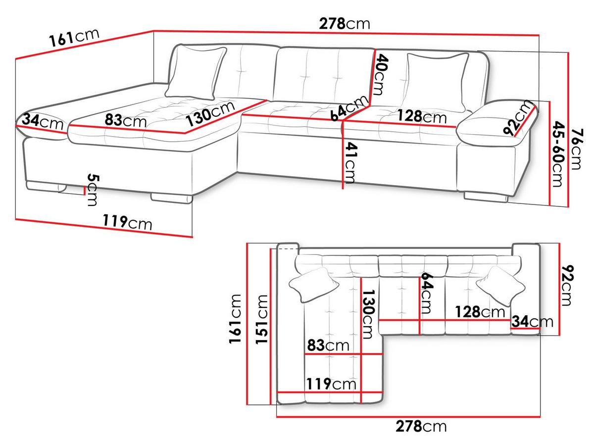 ECKSOFA Montana, Seite: Links - Bronzefarben, Holz/Textil (278/161cm) - MIRJAN24