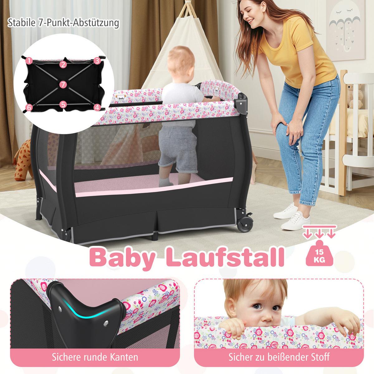BEISTELLBETT Schwarz - Schwarz, Textil - COSTWAY