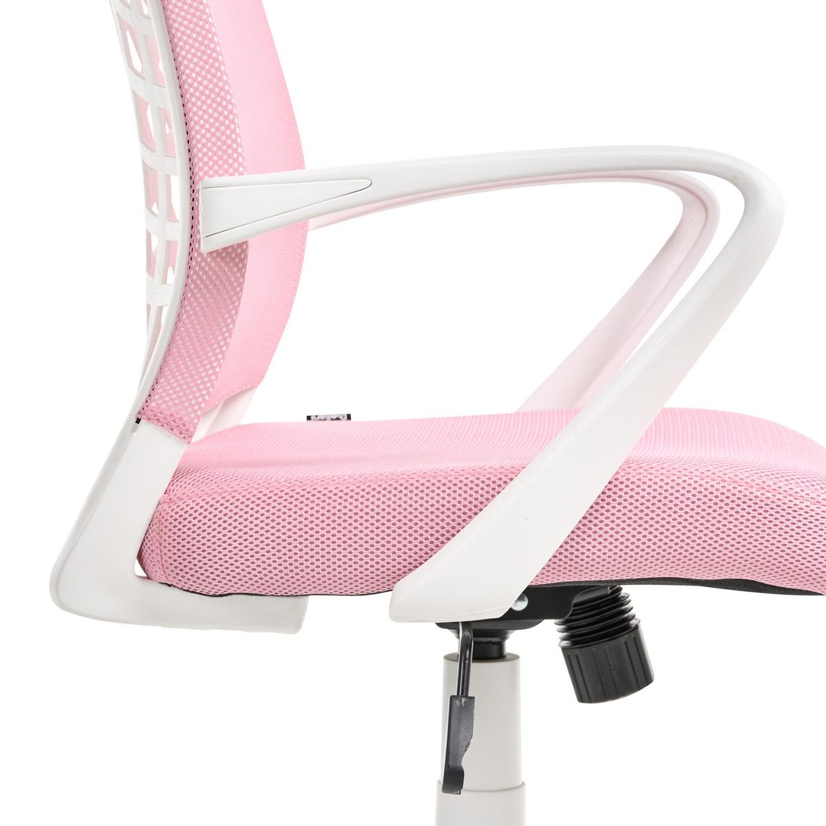 BÜROSTUHL Rosa Bonny - Pink/Weiß, Textil (66/97/66cm) - Beliani