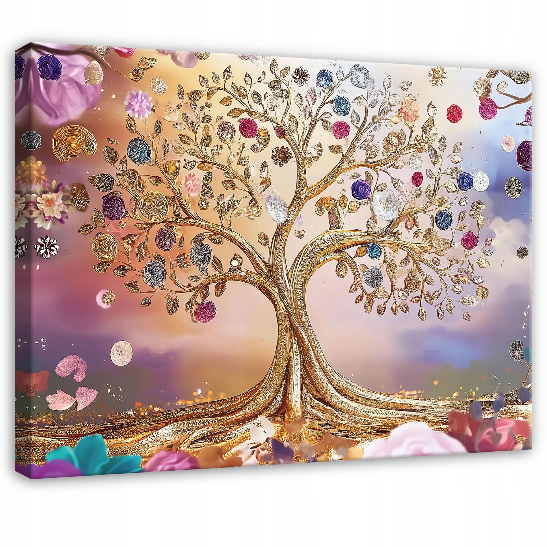 LEINWAND BILDER Abstrakt Blumen Bunt Modern Wohnzimmer 120x80 - Multicolor, Holzwerkstoff (120/80cm) - Wallarena