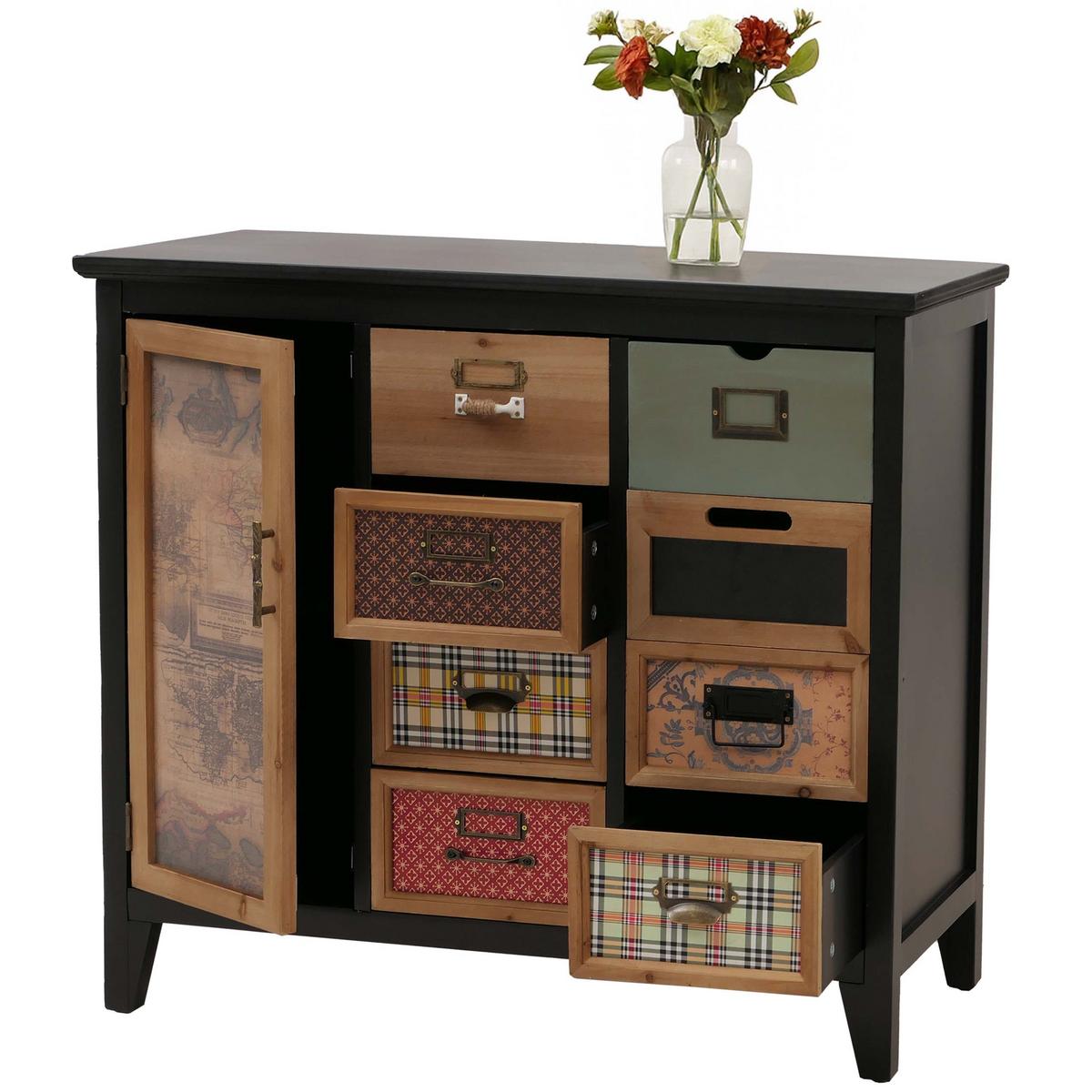 APOTHEKERKOMMODE Schwarz - Schwarz, Holz (91/80/40cm) - MCW