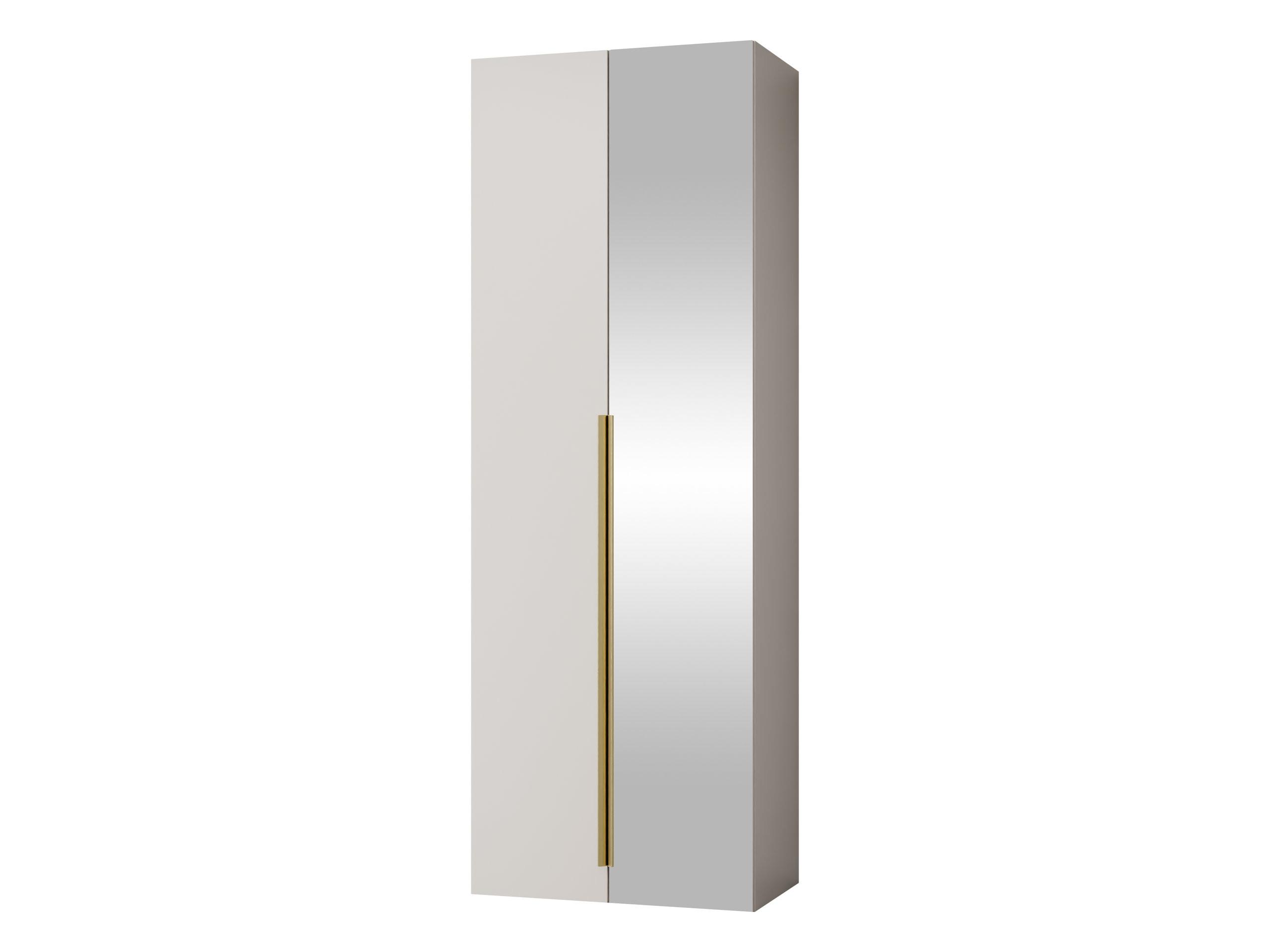 KLEIDERSCHRANK Kerkin 2D mit Spiegel - Sandfarben/Goldfarben, Holzwerkstoff/Kunststoff (70/200/42cm) - MIRJAN24