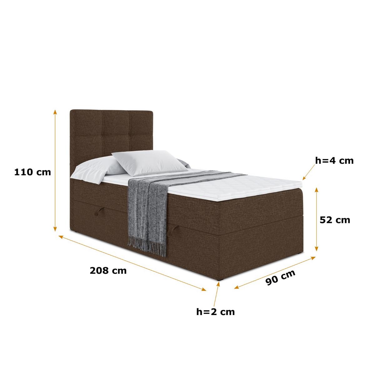 BOXBETT mit Matratze H3 und Lattenrost - MARCE - 90x200 - Links Braun - Braun, Holzwerkstoff (90/200cm) - ALTDECOR