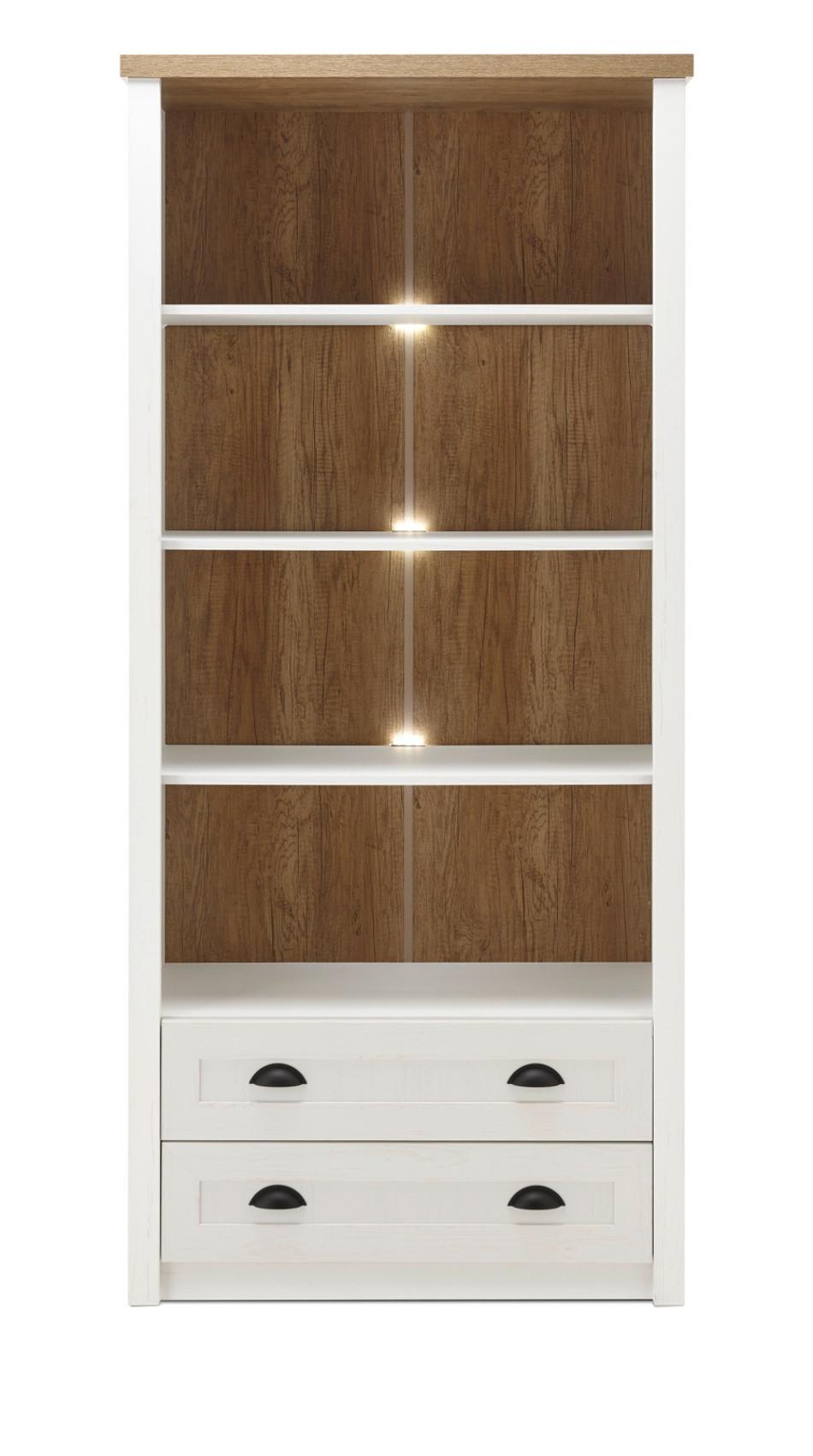 REGAL weiß Pinie, Eiche hell Landhaus, Standregal 90 x 198 cm - Eichefarben/Weiß, Holzwerkstoff/Metall (90/198/43cm) - Furn.Design