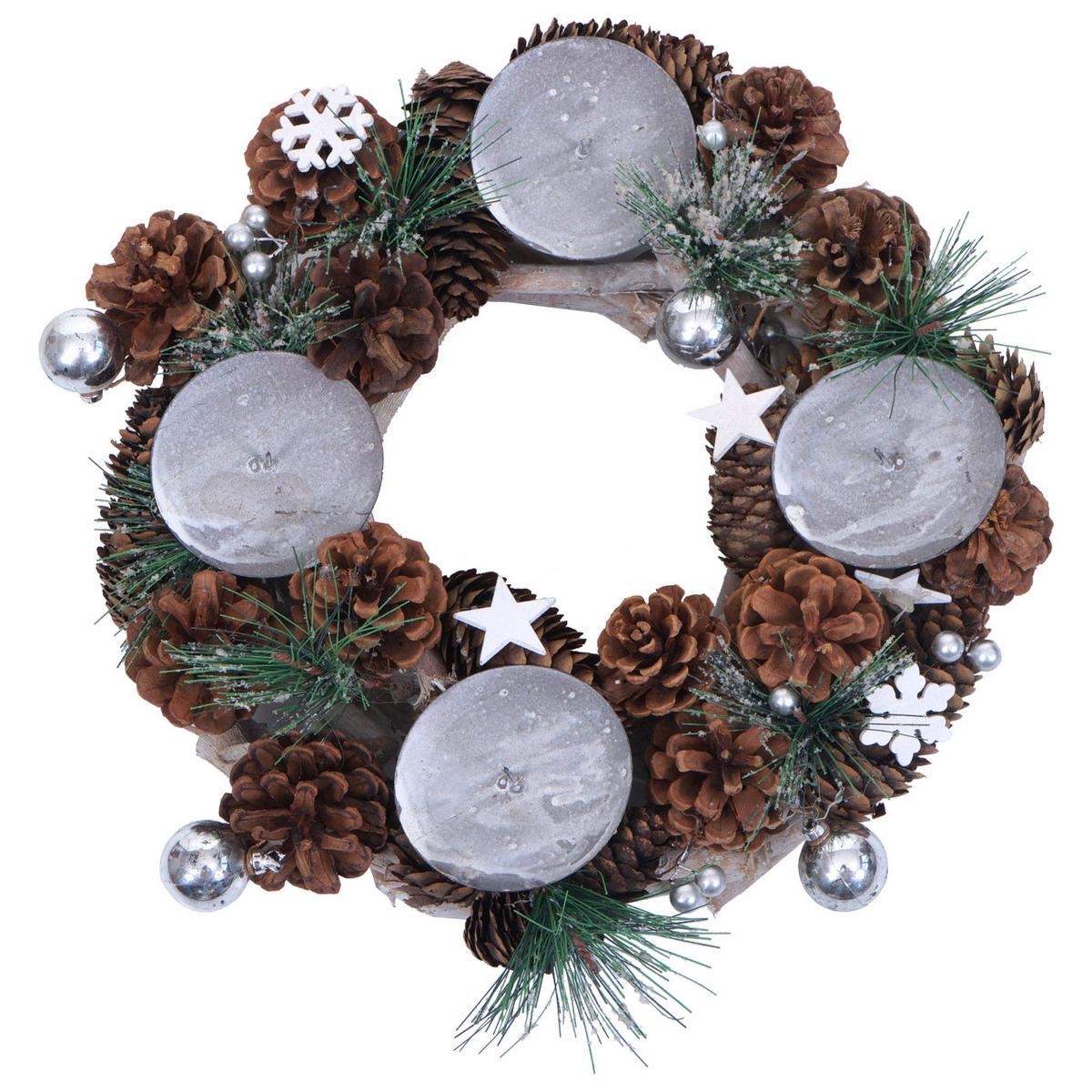 ADVENTSKRANZ MIT KERZEN Braun - Braun, Holz (10cm) - MCW