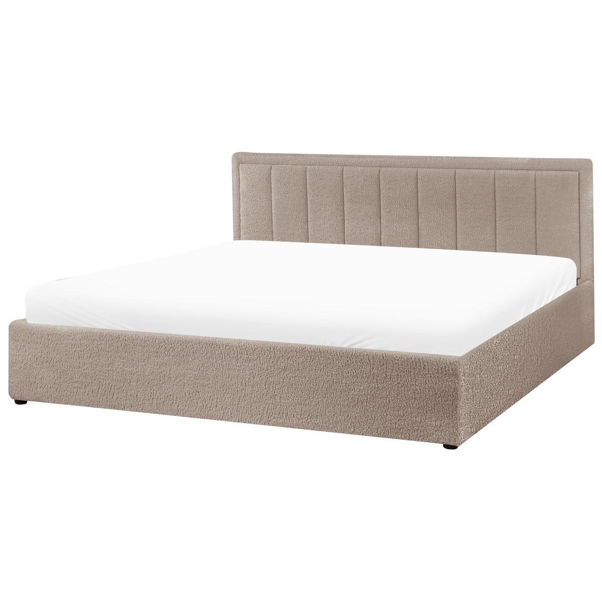 BETT mit Stauraum 180/200 cm Bouclé Taupe Montlaur - Taupe, Textil (180/200cm) - Beliani