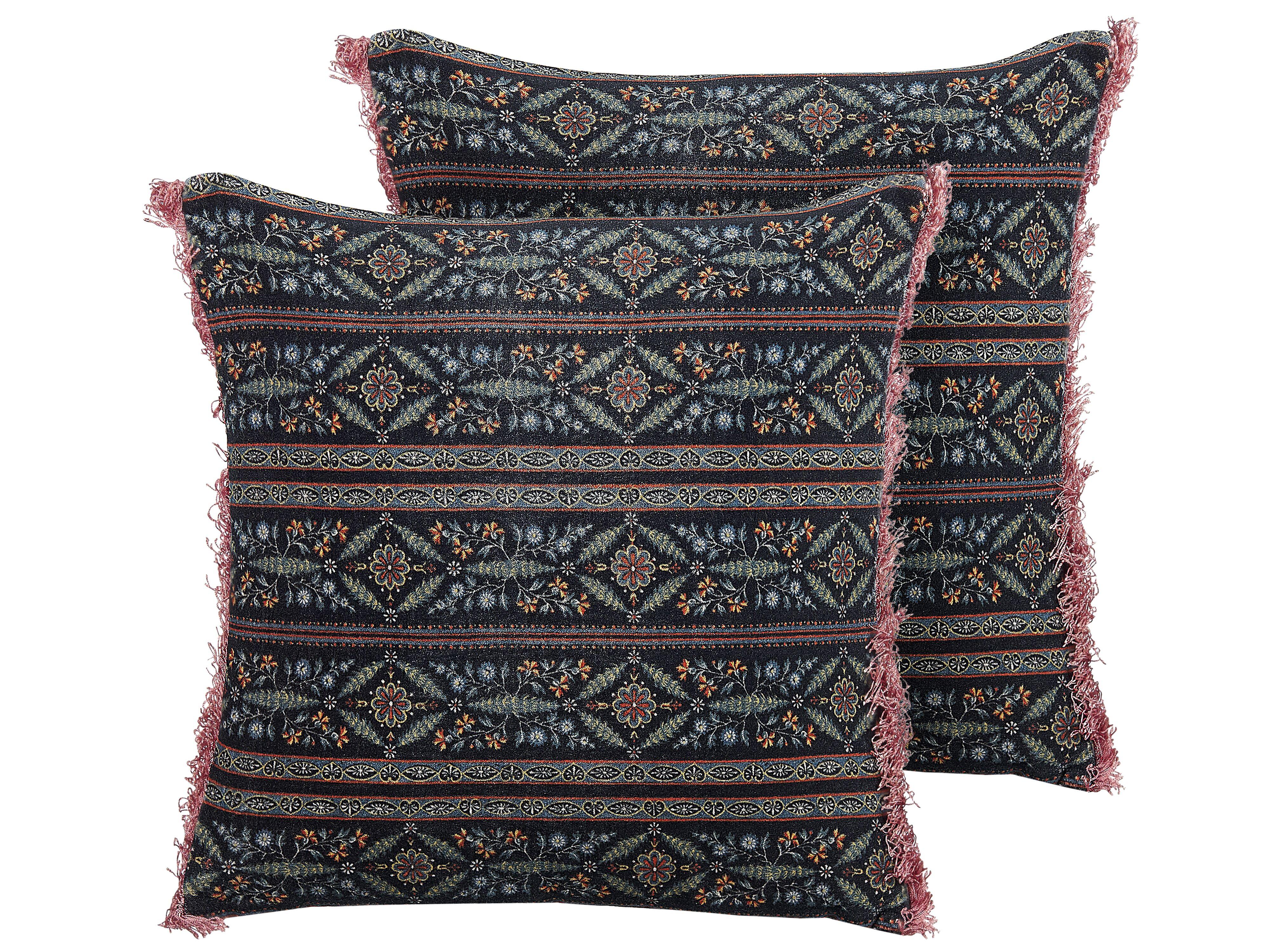 DEKOKISSEN 2er-Set Bunt 45/45 cm Ruta - Multicolor, Textil (45/45cm) - Beliani