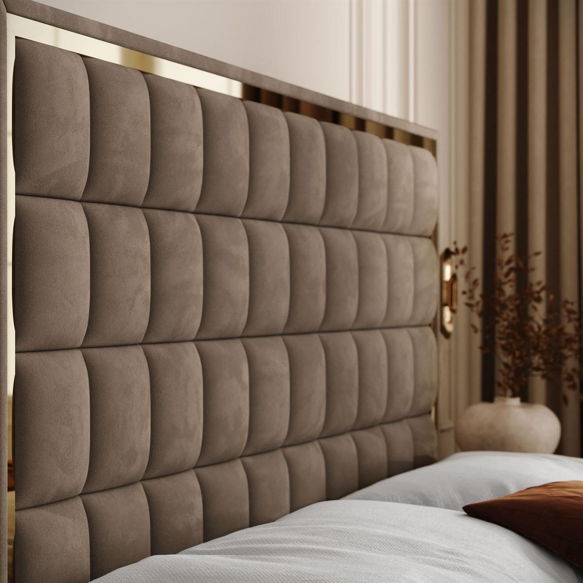 BOXSPRINGBETT ISADORA II GOLD mit Bettkasten und Topper 160x200 cm Royal Velvet 176 - Beige, Textil - Lookway