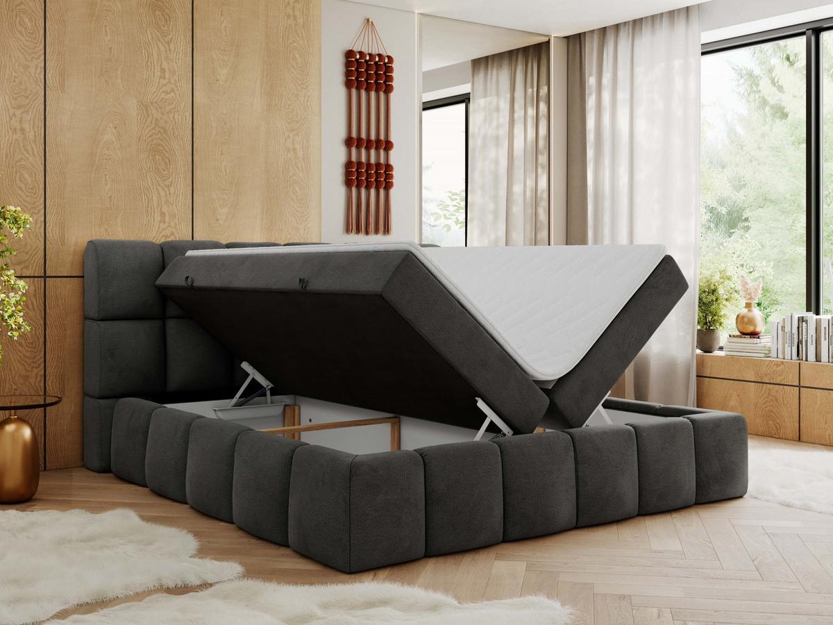 BOXBETT NIRA 200/200 - Dunkelgrau Velvet - H4 - Dunkelgrau, Holz/Textil (200/200cm) - MKS