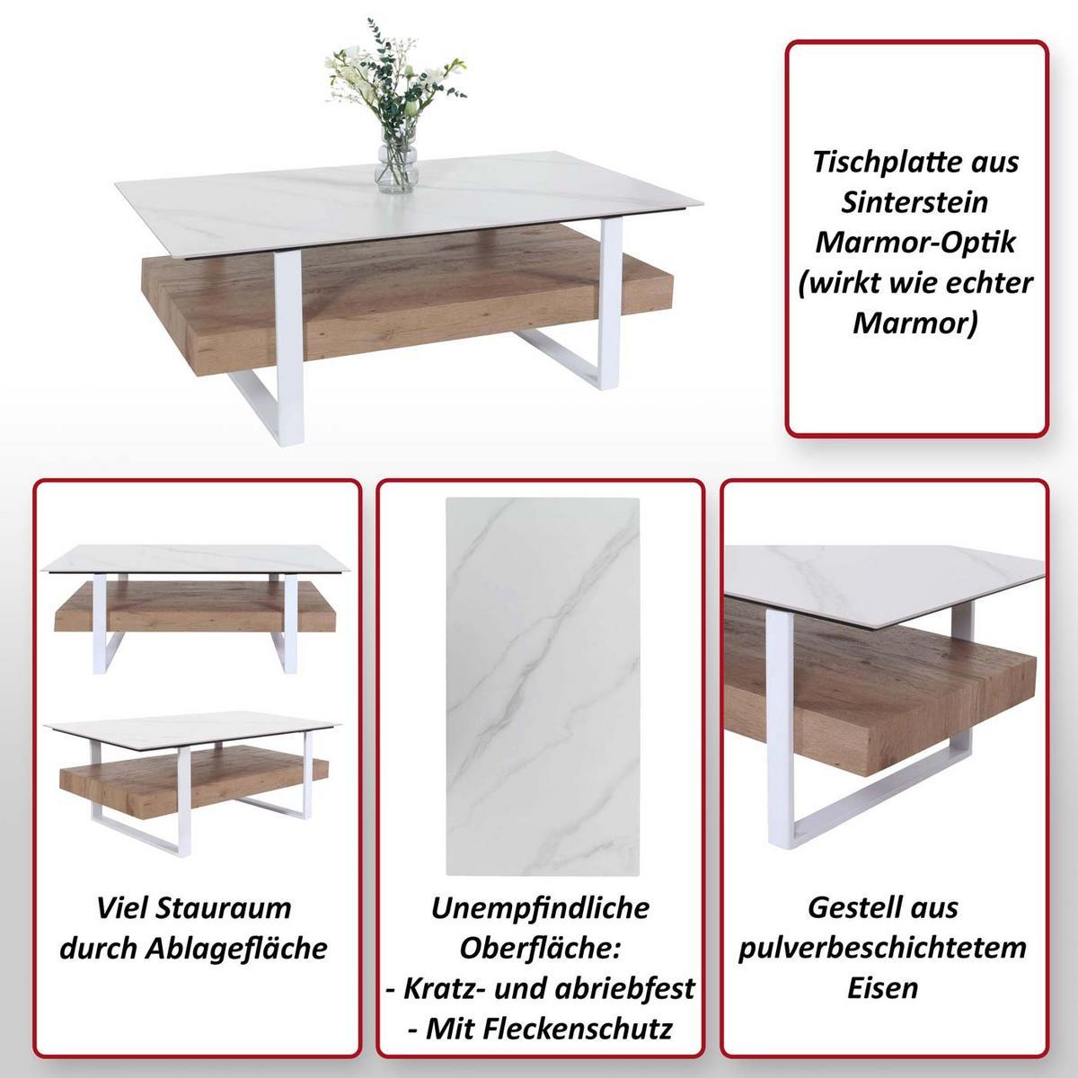 COUCHTISCH rechteck Weiß - Weiß, Holz (60/120/43cm) - MCW