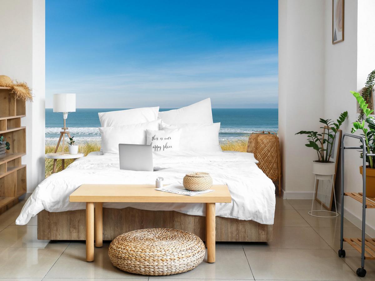 FOTOTAPETE Strand Meer Landschaft 3D 300x210 - Blau/Beige, Papier (300/210cm) - Muralo