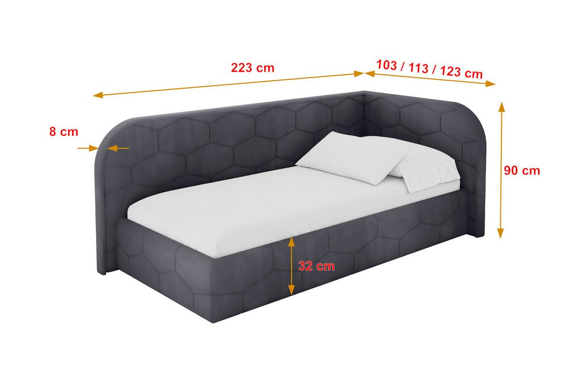 EINZELLBETT Jugendbett mit Bettkasten und Matratze H3/H4, Links - JAXY 80x200 Dunkelgrau - Dunkelgrau, Holzwerkstoff/Textil (80/200cm) - ALTDECOR