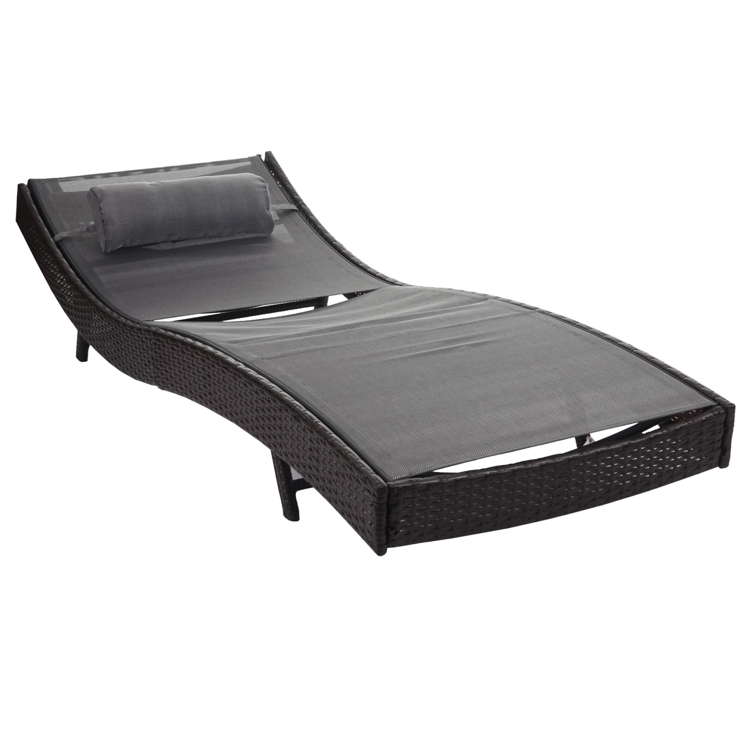 SONNENLIEGE Braun, Grau - Braun/Grau, Kunststoff (70/88/220cm) - MCW
