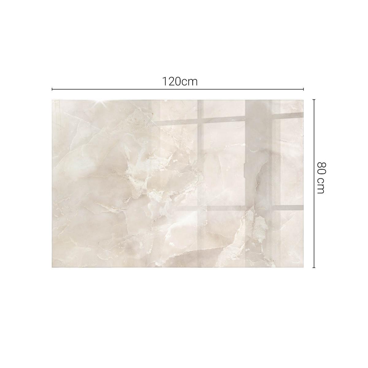 TISCHPLATTE 120x80 cm Marmorstrukturmuster - Creme, Glas (0.4/120/80cm) - TULUP