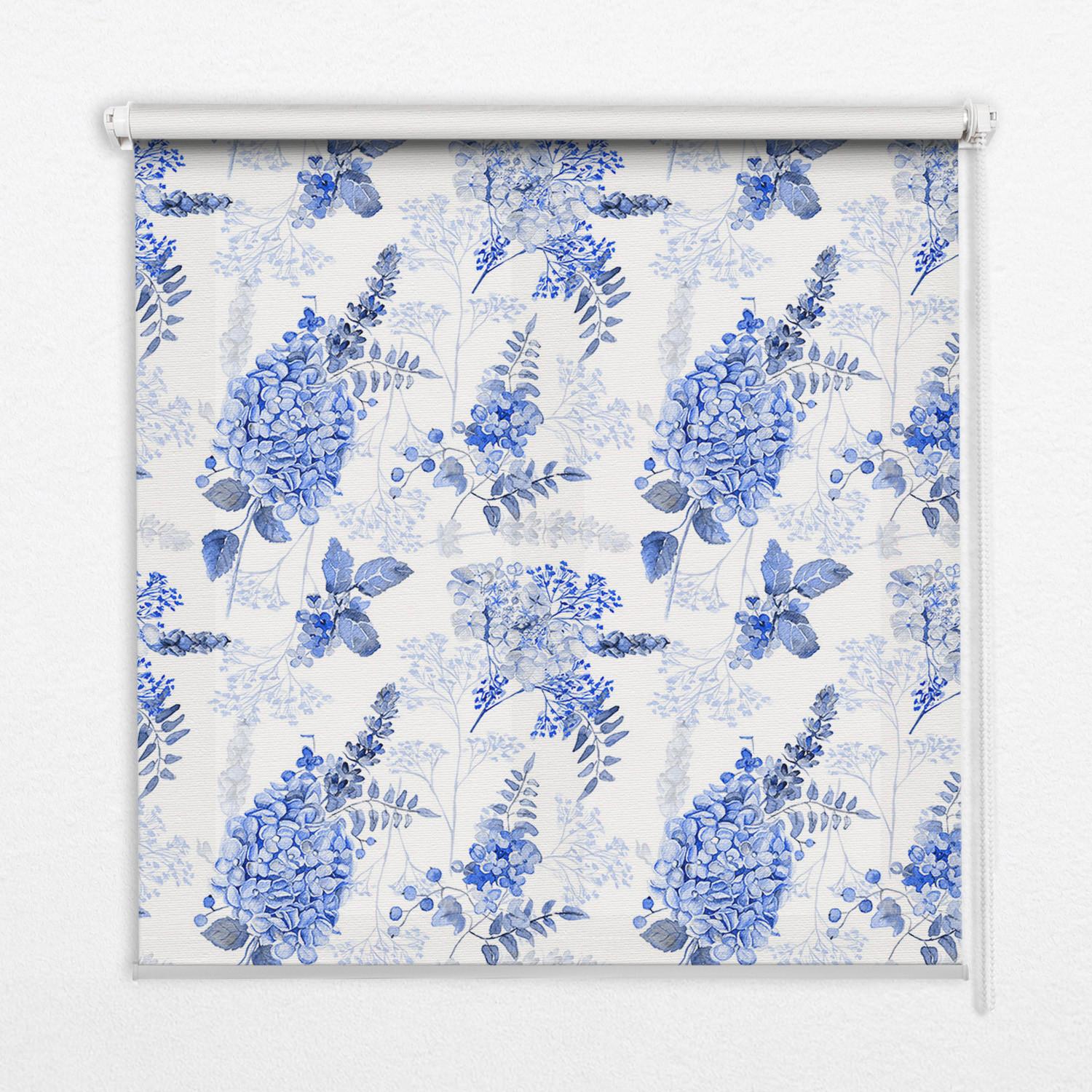 INNENROLLO - Fensterrollo - Rollo - 110x140 cm - Blaue Blumen - Blau, Kunststoff (110/140/0.5cm) - TULUP