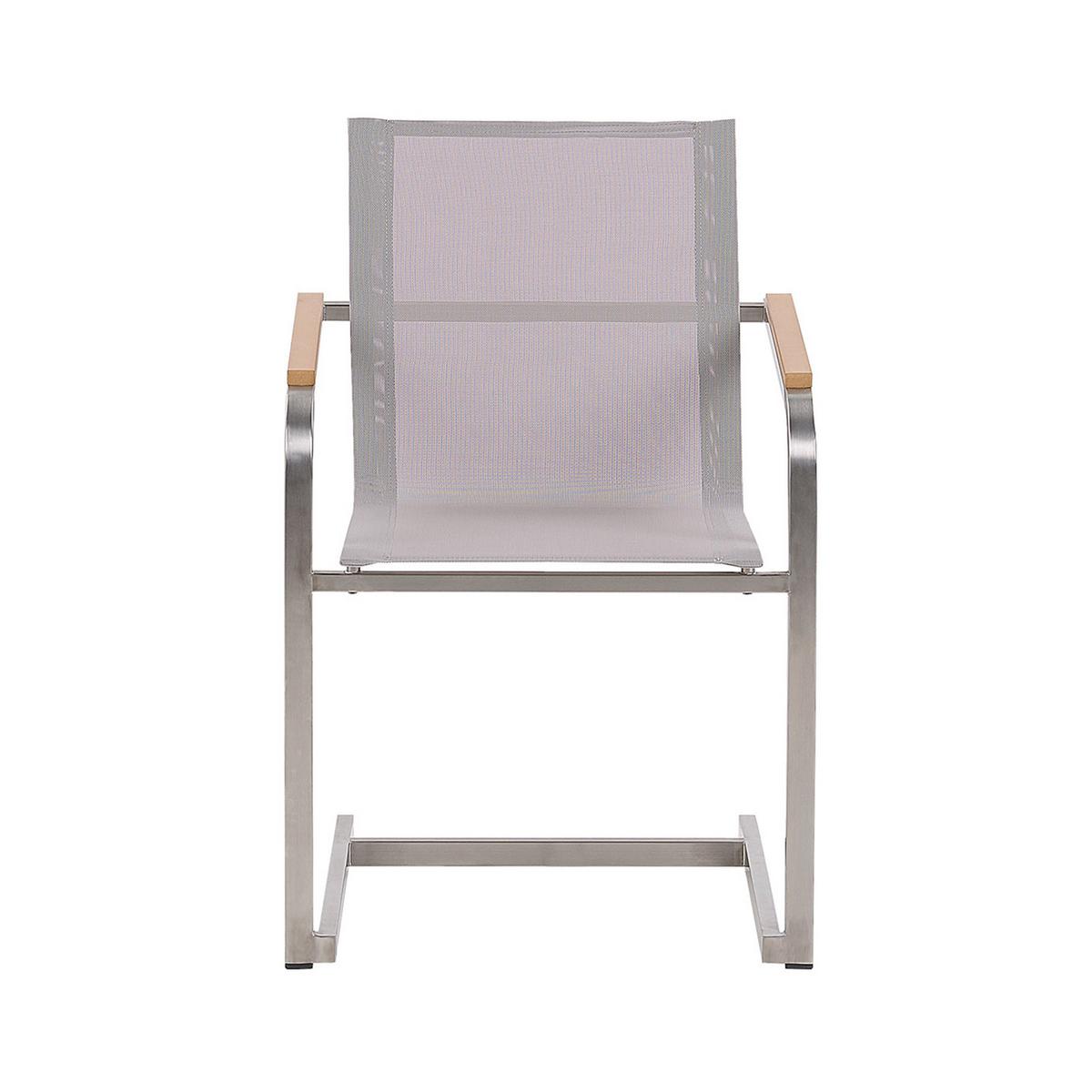 GARTENSTUHL 4er-Set Edelstahl beige Cosoleto - Beige, Metall (56/85/55cm) - Beliani