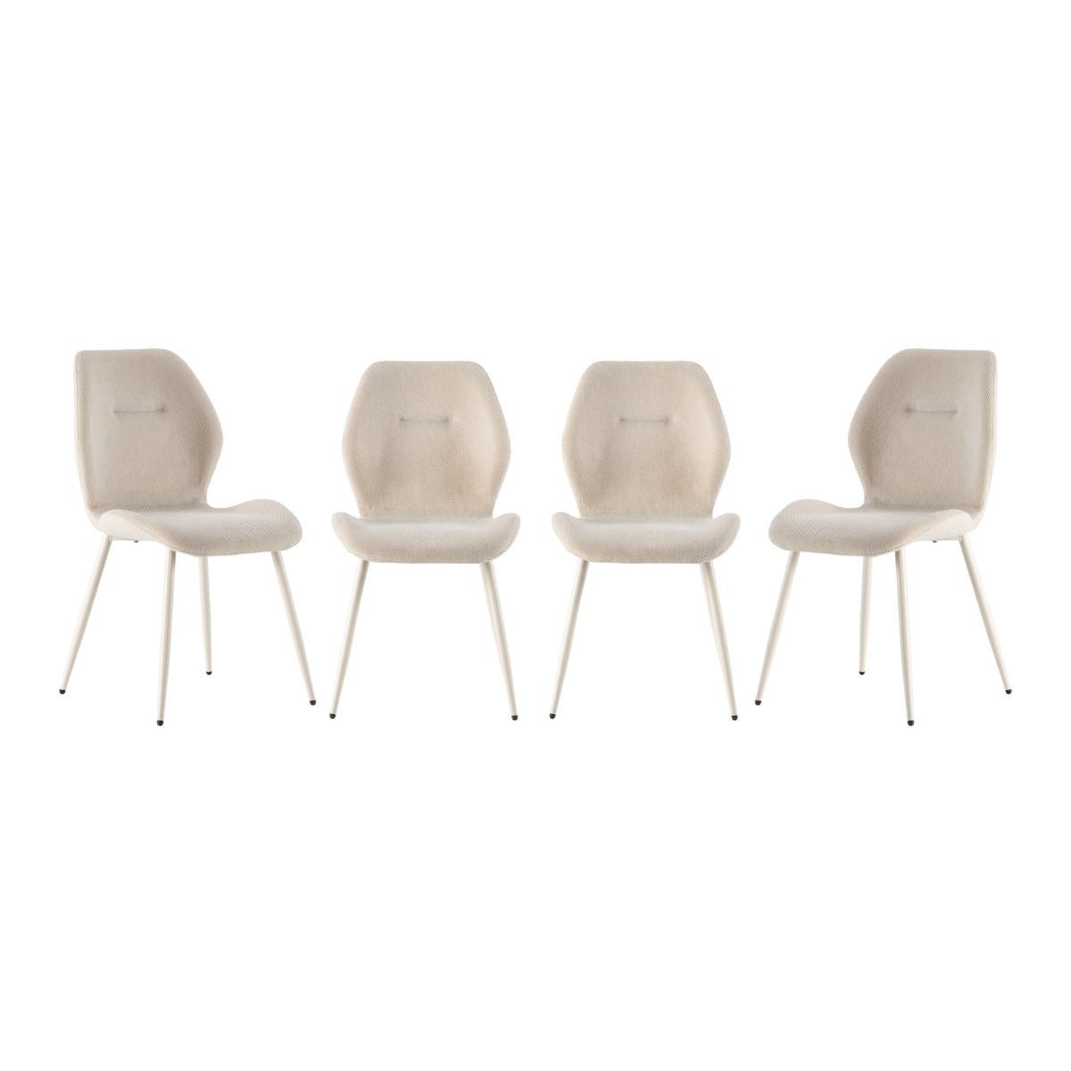 STOFFSTÜHLEN 4er-Set 58/49/47,5 cm - Creme, Textil (58/47.5/49cm) - Calicosy