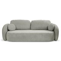 BETTSOFA AMICO Hellgrau Geflochtener Stoff mit Schlaffunktion - Hellgrau, Holz (238/86.5/101cm) - MASSENO