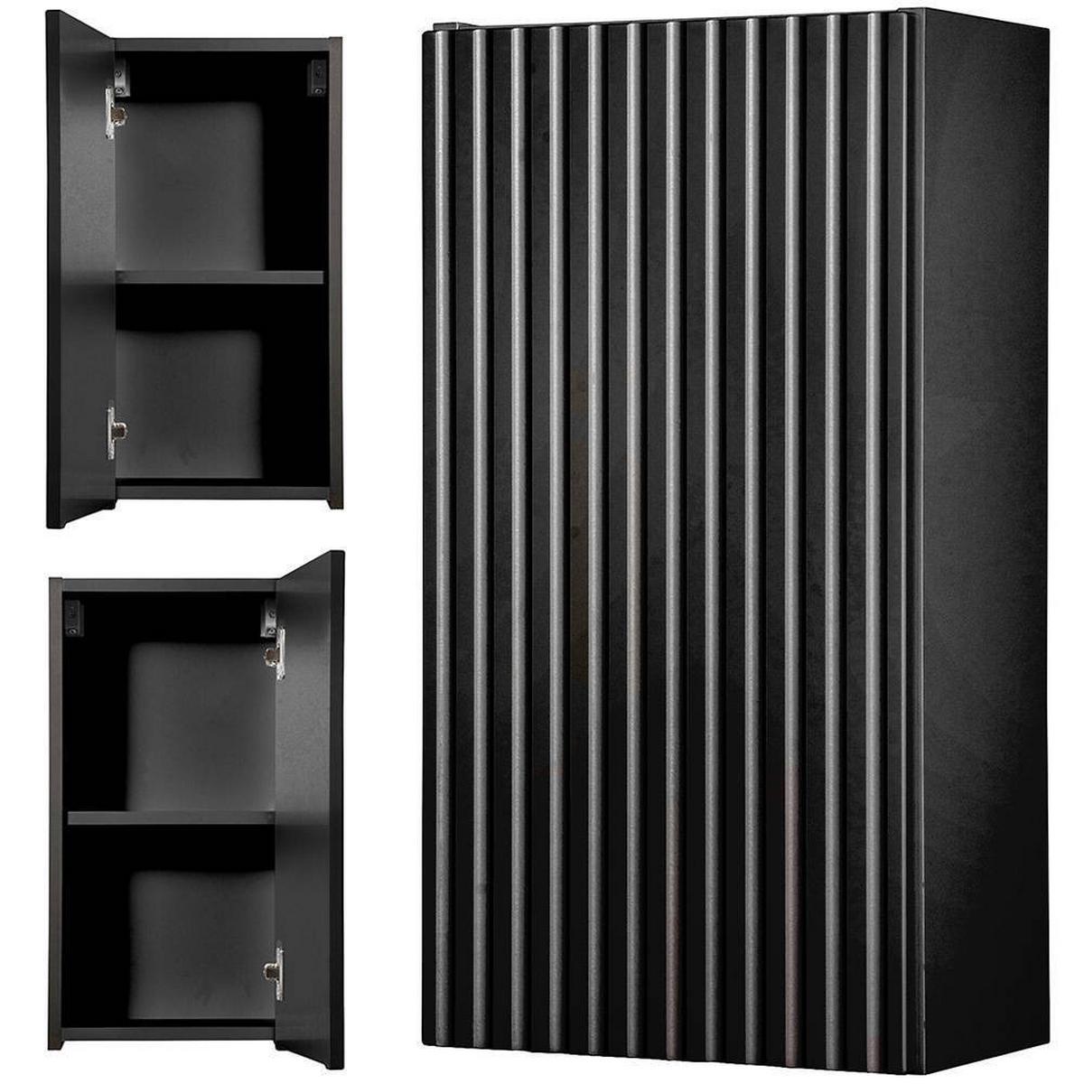 BAD-HÄNGESCHRANK Skelbolu - Schwarz, Holzwerkstoff (30/57/19cm) - [en.casa]