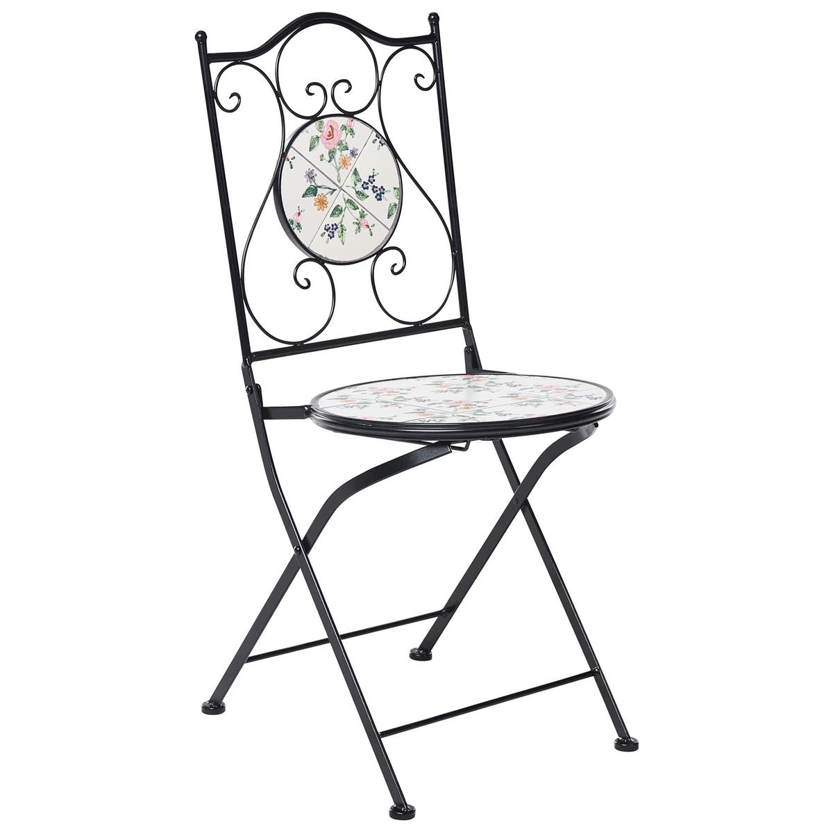 GARTENSTUHL 2er-Set Metall Schwarz Collio - Weiß, Metall (40/90/45cm) - Beliani