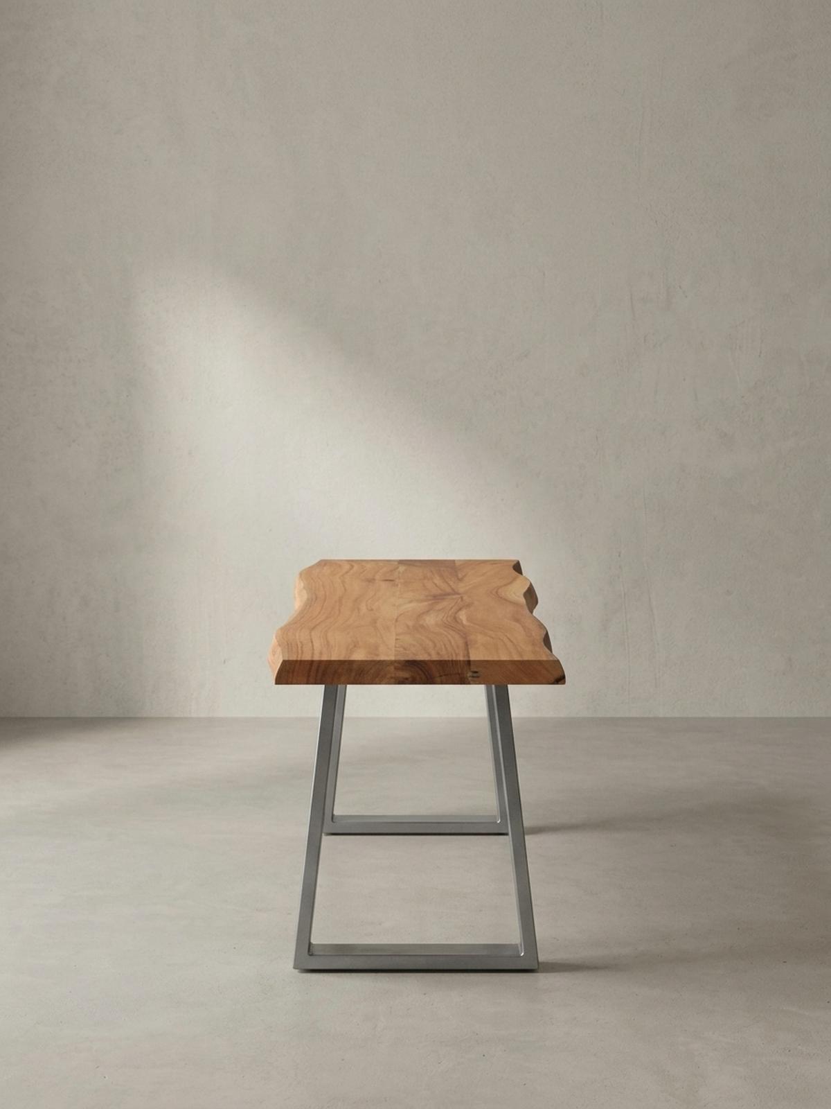 GARDEROBENBANK Massivholz Metall Baumkante, Akazie-Silber 120x40x46 cm - Silberfarben/Braun, Holz/Metall (120/46/40cm) - KADIMA DESIGN