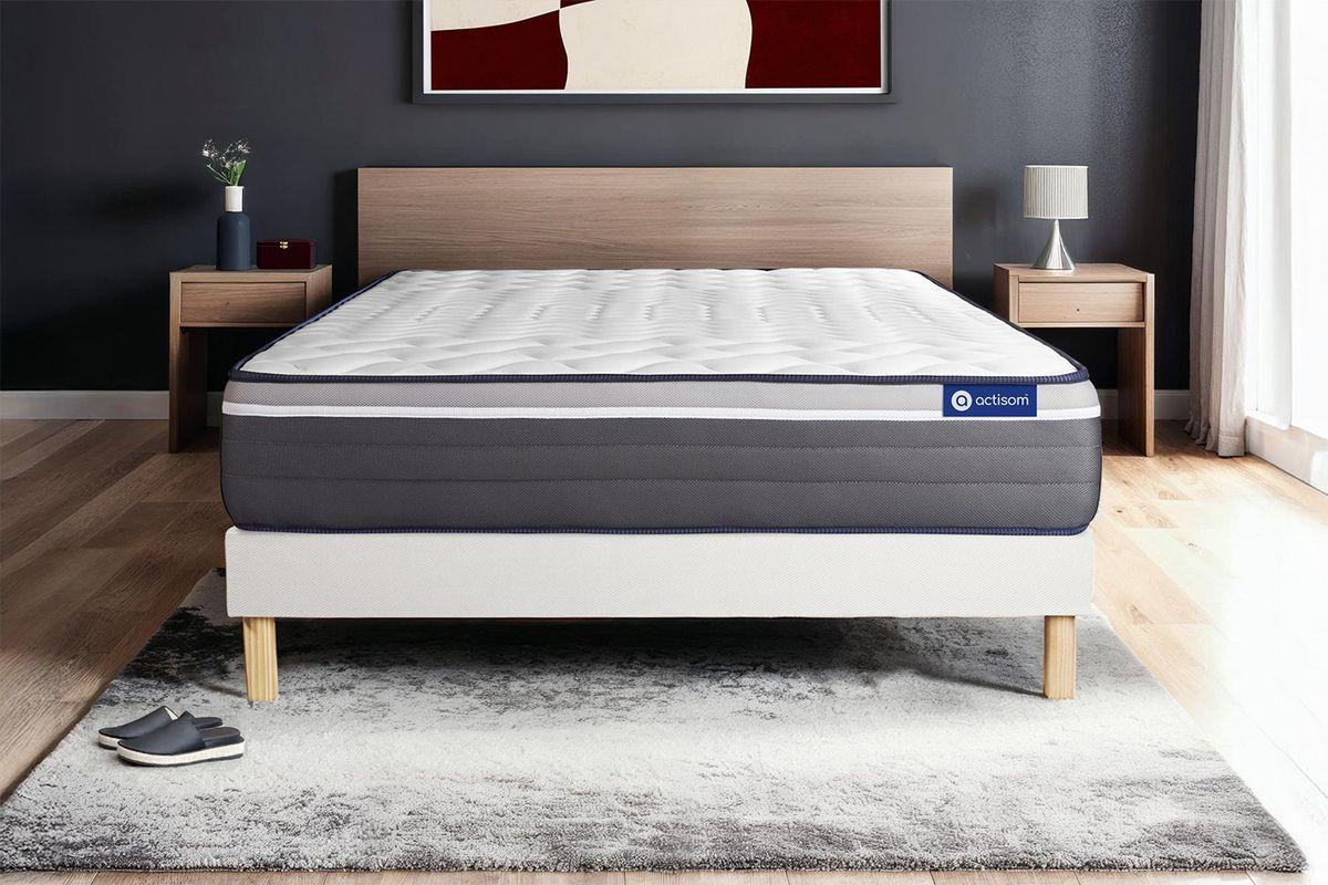 BETT Actilatex plus Latex und Memory-Schaum 80 x 200 cm h4 - Kit Bettgestell Weiß - Beige/Weiß, Karton/Holz (80/200cm) - ACTISOM