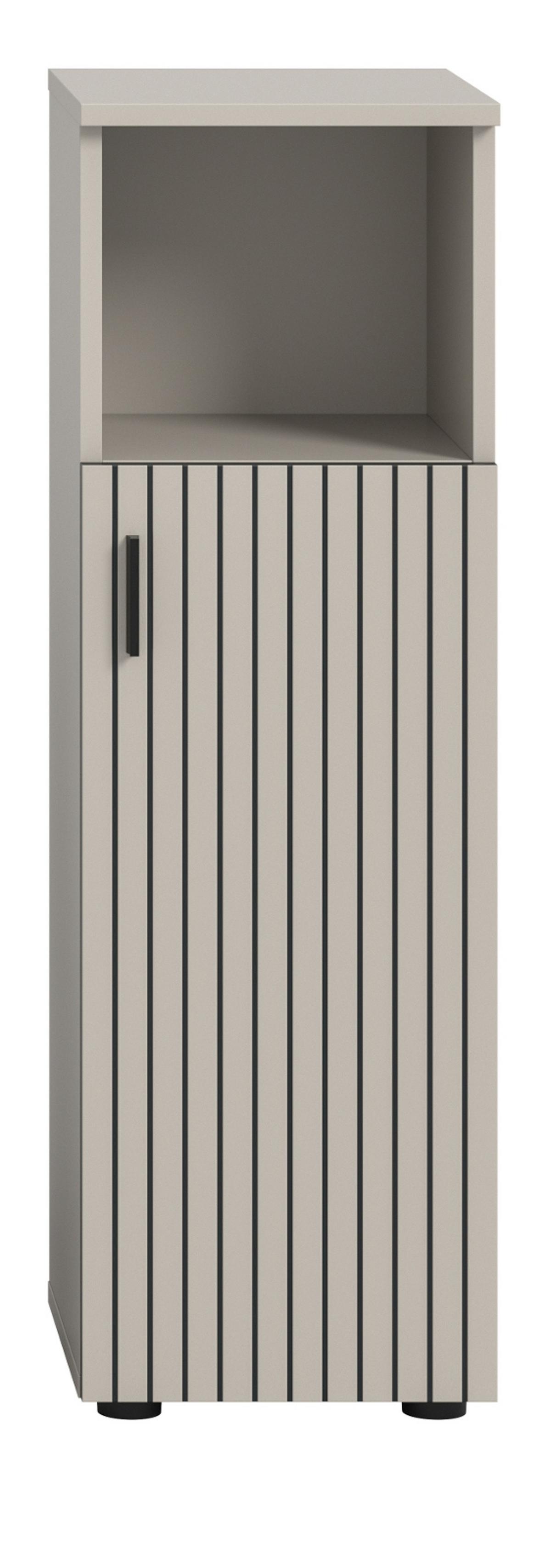 KOMMODE kaschmir 30 x 95 cm, Badschrank Türanschlag wechselbar - Kaschmir/Schwarz, Holzwerkstoff/Kunststoff (30/95/30cm) - Inn.Furn