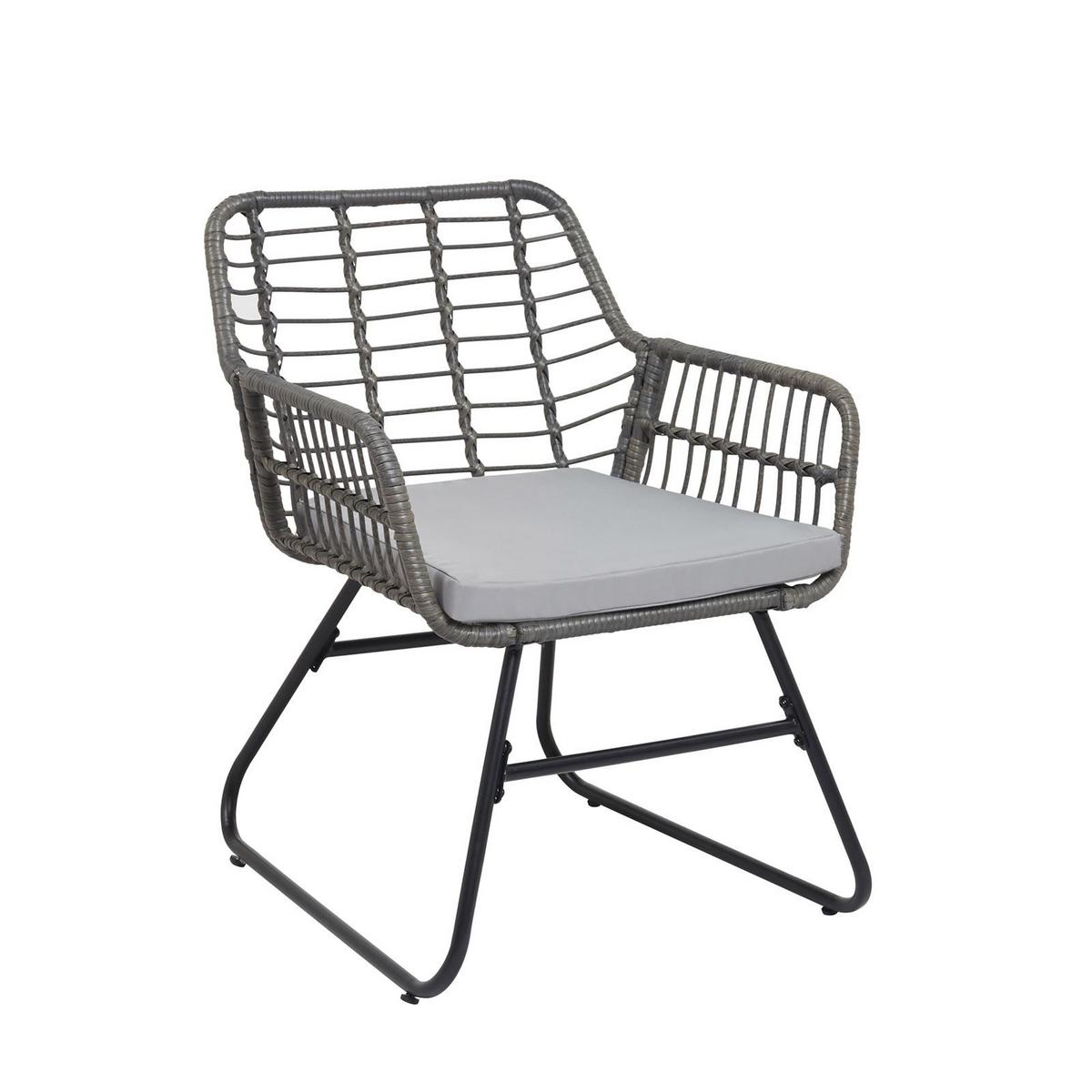 GARTENLOUNGE RIVIERA 4er Set grau/schwarz - Hellgrau/Grau, Metall - IDIMEX