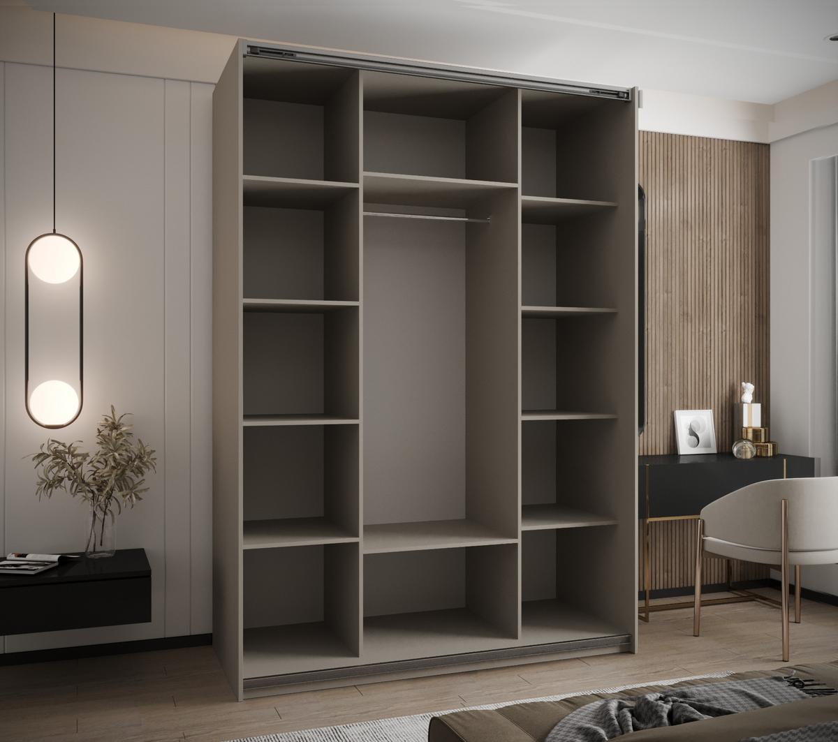 SCHWEBETÜRENSCHRANK 245,5/160/64 2-türig - Kaschmir/Goldfarben, Holz/Metall (160/245/64cm) - Abiks Möbel