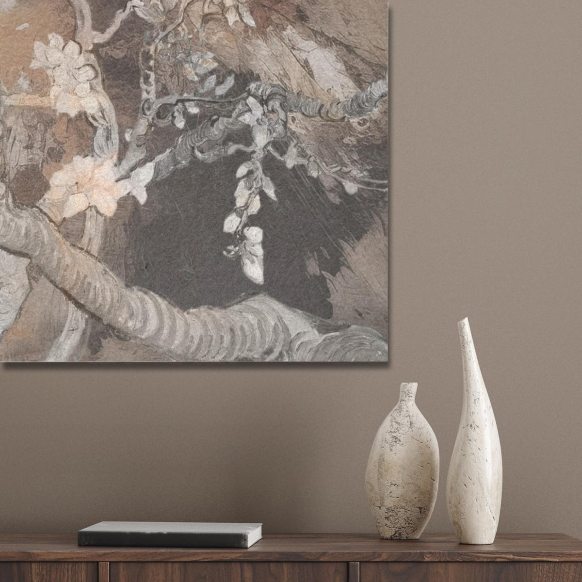 AKUSTIKBILD Mandelblüte - Kunst - Van Gogh - Beige - Abstrakt Wanddeko 70x100 cm - Braun, Kunststoff (70/100cm) - MuchoWow