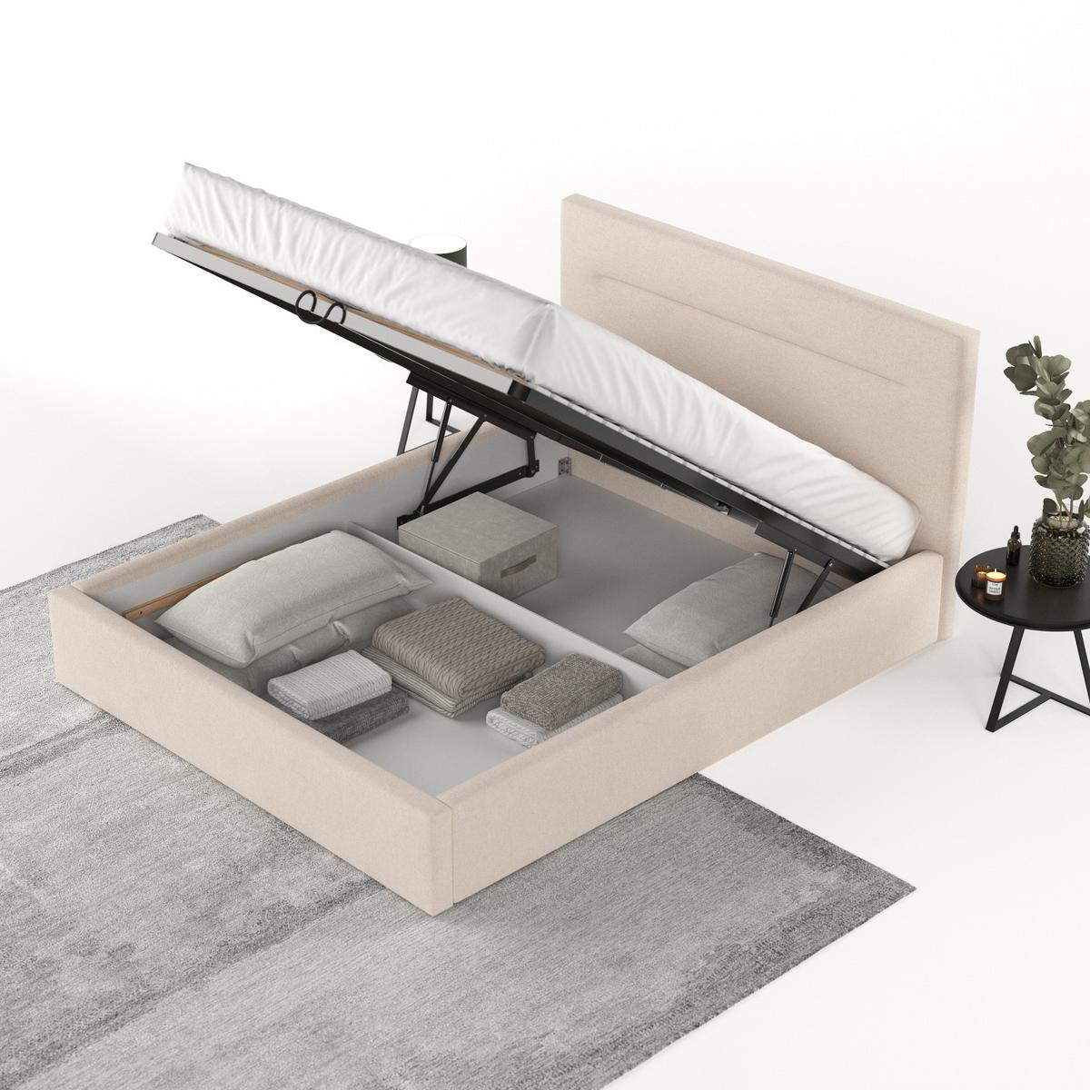 POLSTERBETT Liline 140/200 cm Beige im Asti Stoff - Beige/Schwarz, Holz/Holzwerkstoff (140/200cm) - AltaBeds