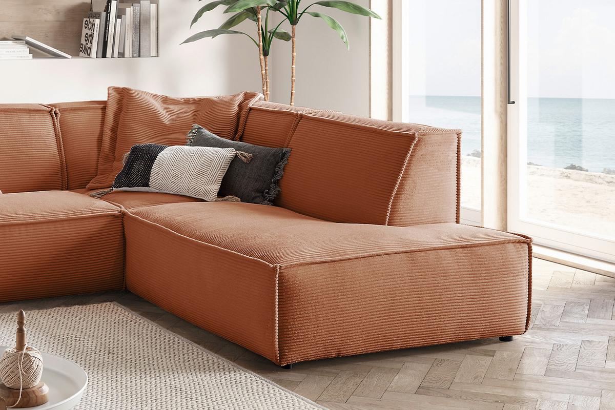 ECKSOFA SAMU Braun Cord - Schwarz/Braun, Textil (254/224cm) - KAWOLA