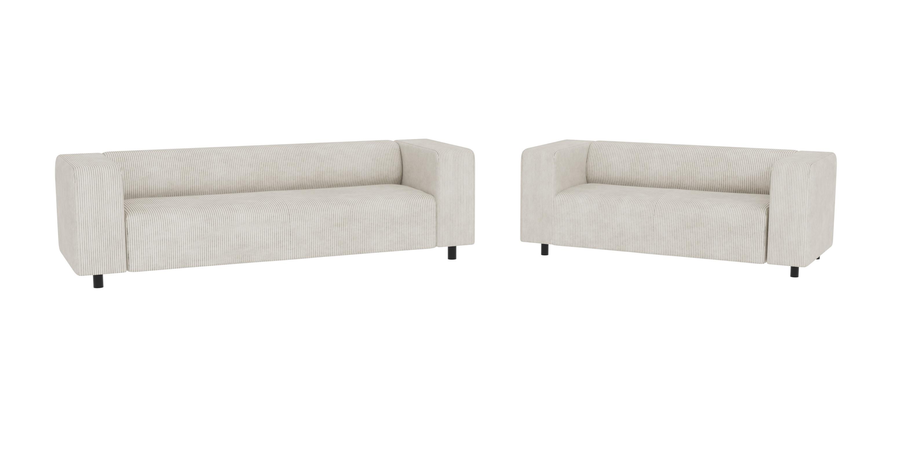 SITZGARNITUR 3+2 Tove Beige Cord - Beige/Schwarz, Holz/Kunststoff (175/65/80cm) - S-Style Möbel