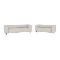 SITZGARNITUR 3+2 Tove Beige Cord - Beige/Schwarz, Holz/Kunststoff (175/65/80cm) - S-Style Möbel