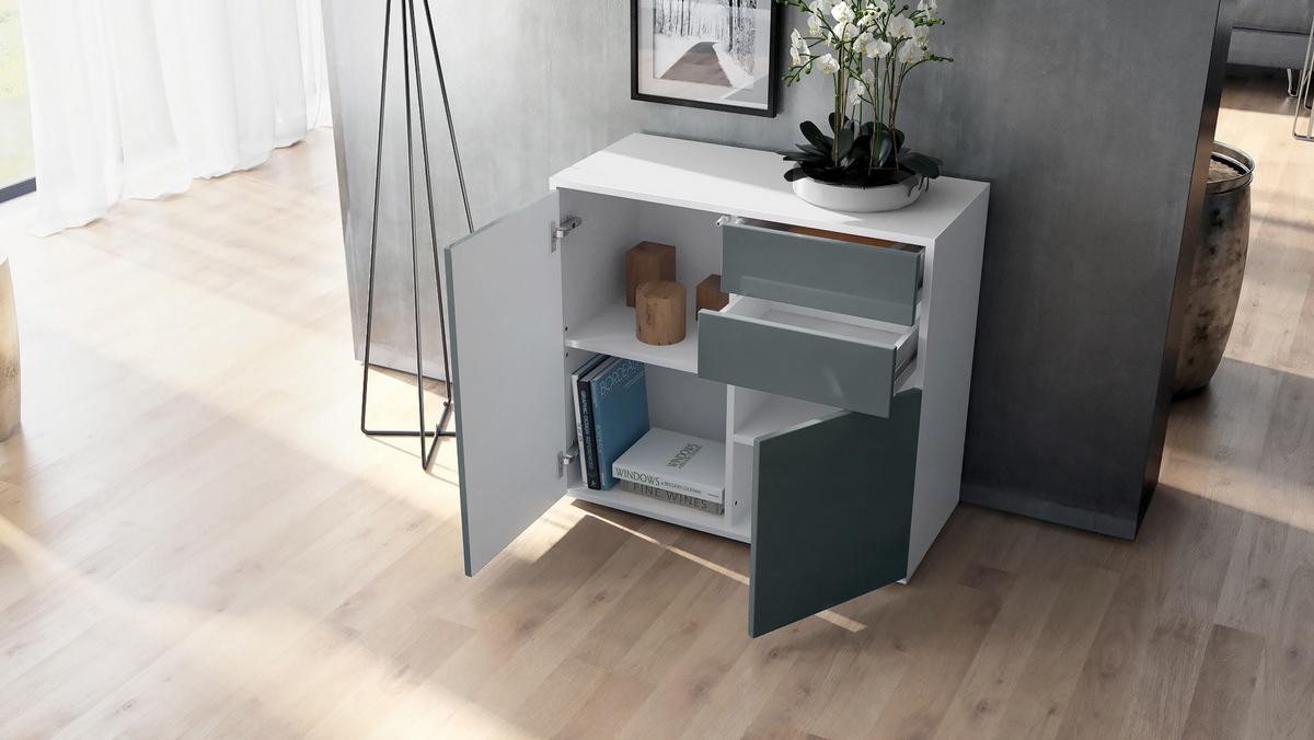 KOMMODE Ben Front in Beton Oxid Optik - Hellgrau, Holzwerkstoff (79/74/36cm) - Vladon