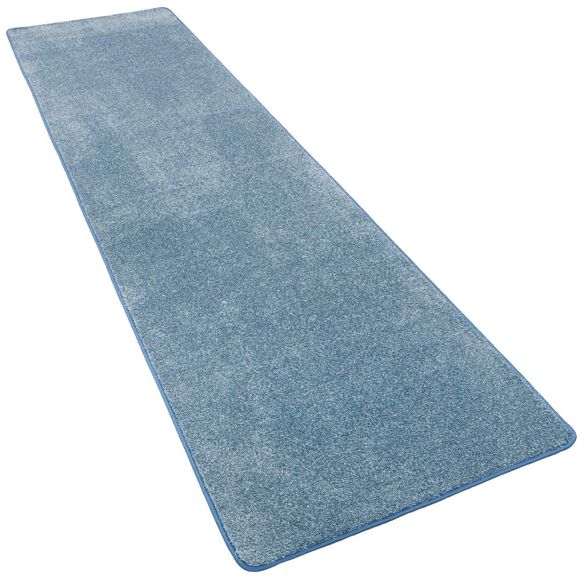 HOCHFLOR VELOURS LÄUFER TEPPICH LUNA - Blau, Textil (80/320cm) - Snapstyle